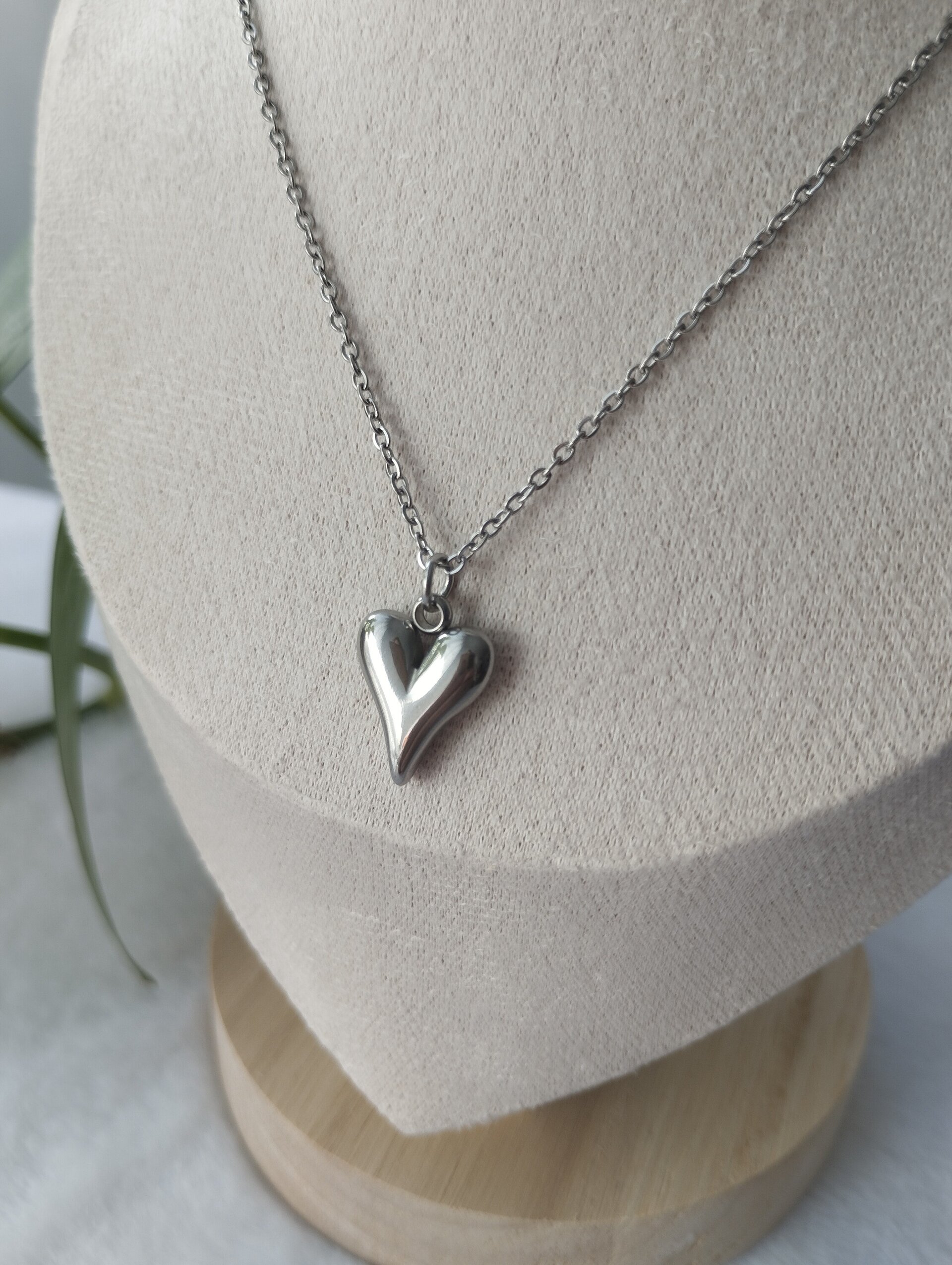 Collar corazón plateado - 4