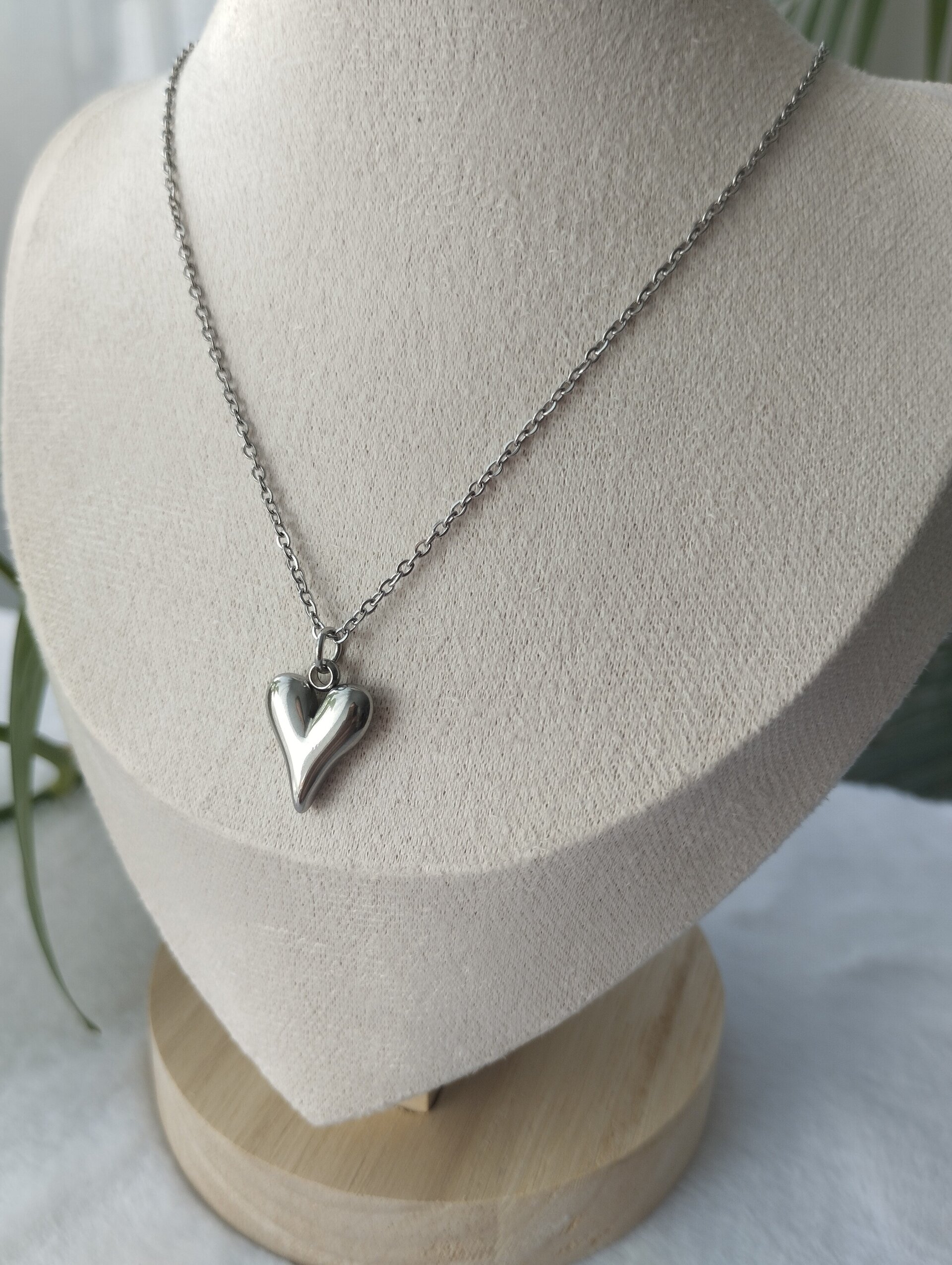 Collar corazón plateado - 3