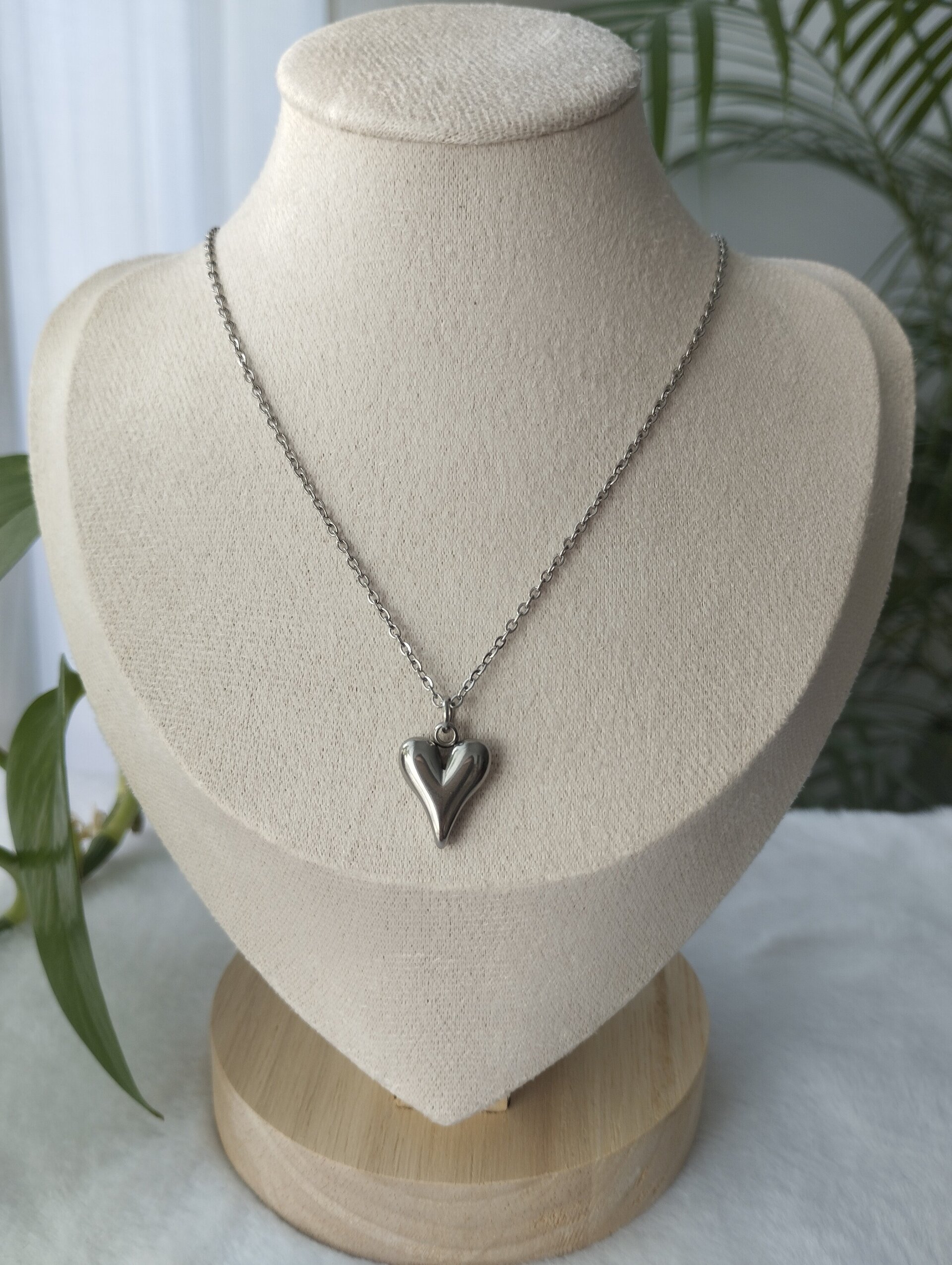 Collar corazón plateado - 2